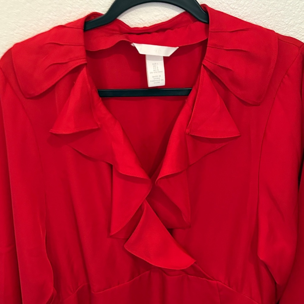 H&M Vibrant Red Ruffle Dress - Picture 2 of 4
